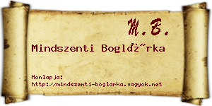 Mindszenti Boglárka névjegykártya